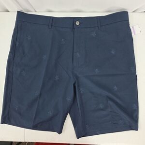 NWT Penguin Men's 38 Blue Golf Shorts All Over Penguin Pete Embroidered Logo